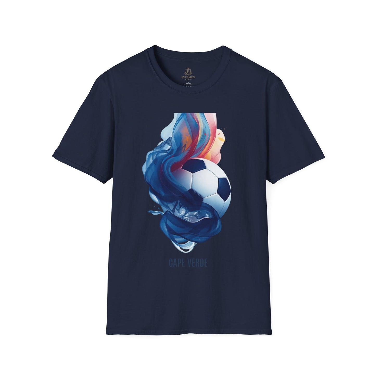 Cape Verde Football Fluid Smoke T-Shirt Abstract Blue Sharks Soccer Tee