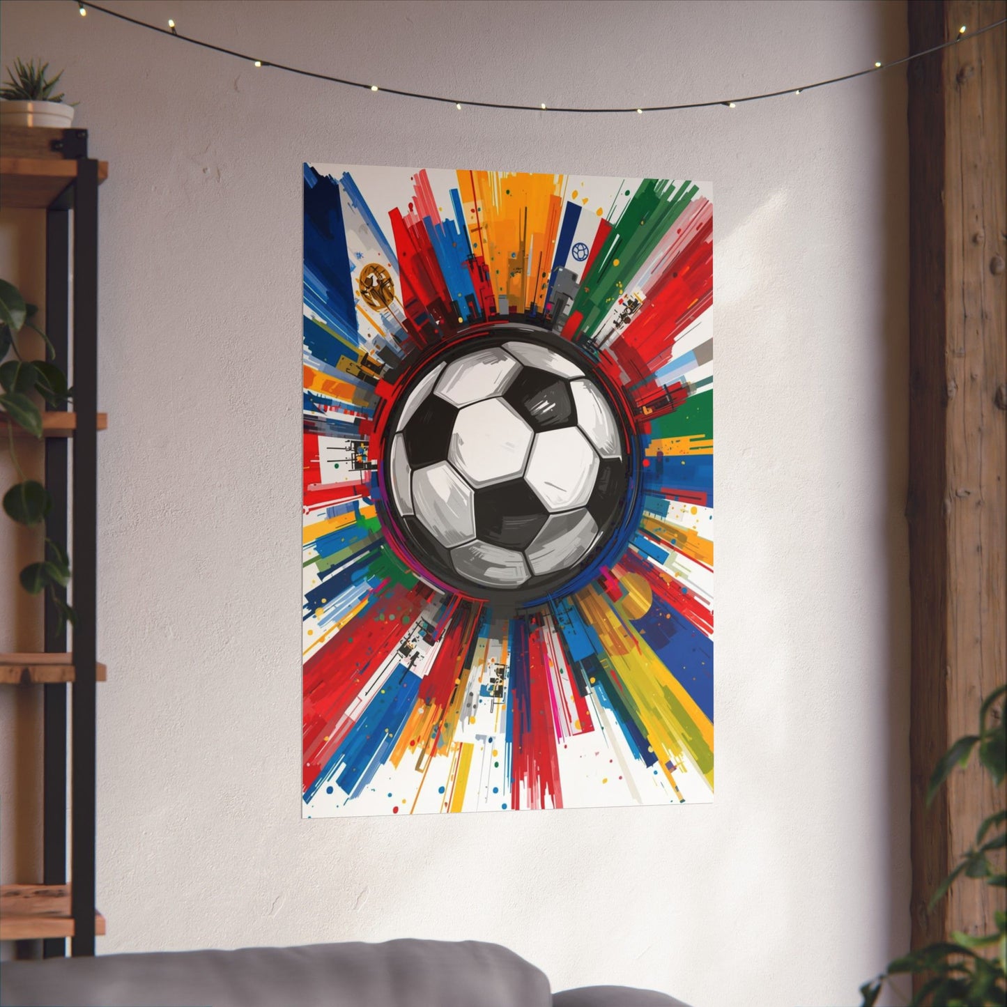 Soccer Burst Poster — World Flags Football Art Matte Vertical Print