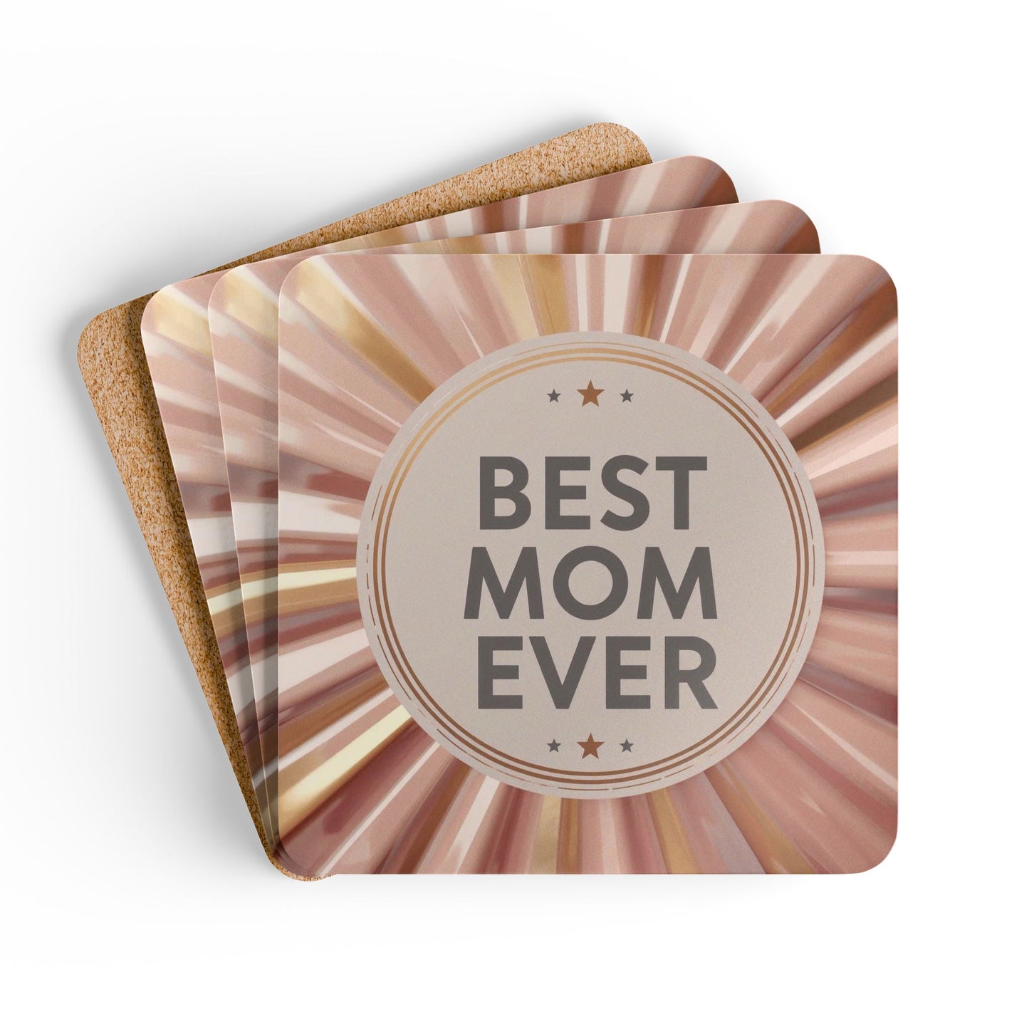 Best Mom Ever Rose Gold Coaster Set Mothers Day (Set of 4)