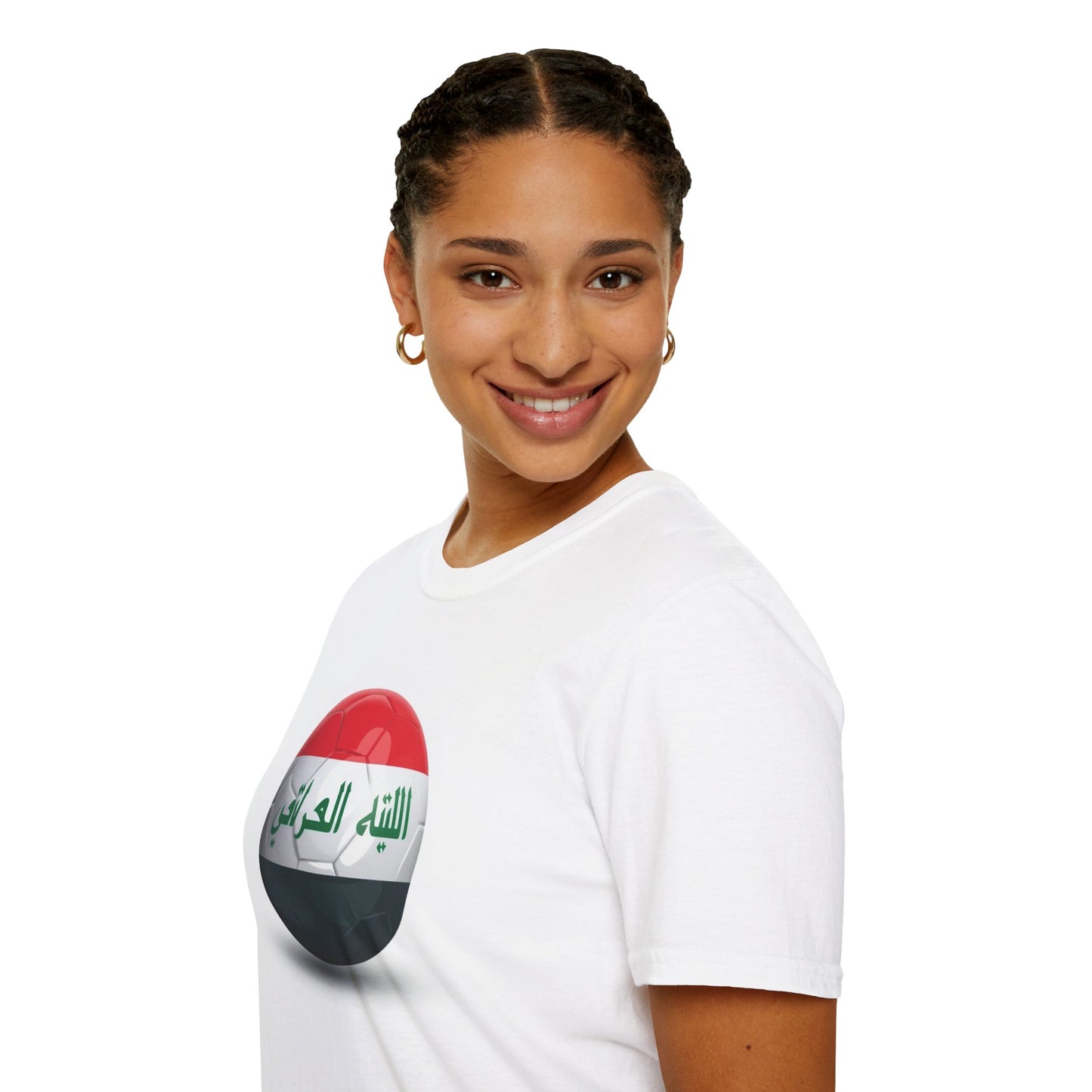 Iraq Flag Soccer Graphic T-Shirt Lions of Mesopotamia Football Tee