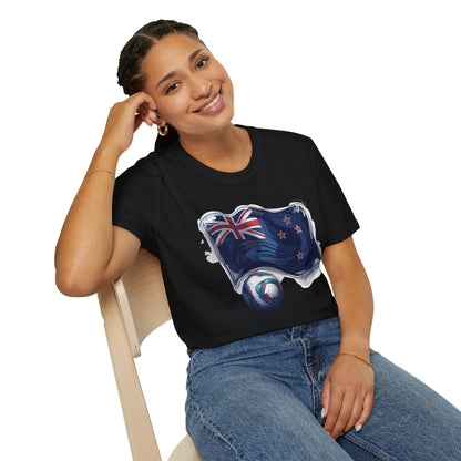 New Zealand Football Flag Sketch Tee All Whites Soccer Graphic T-Shirt