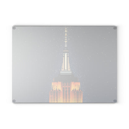 Empire State New York Night Skyline Glass Cutting Board Kitchen Home Decor
