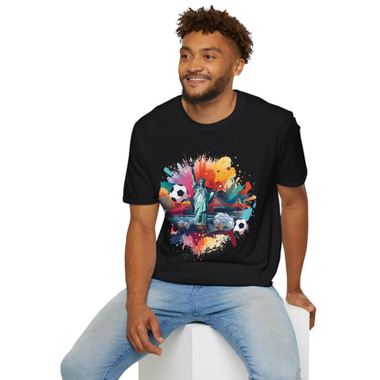 Statue of Liberty Soccer Splash Match Day T-Shirt — NYC Football Fan Tee