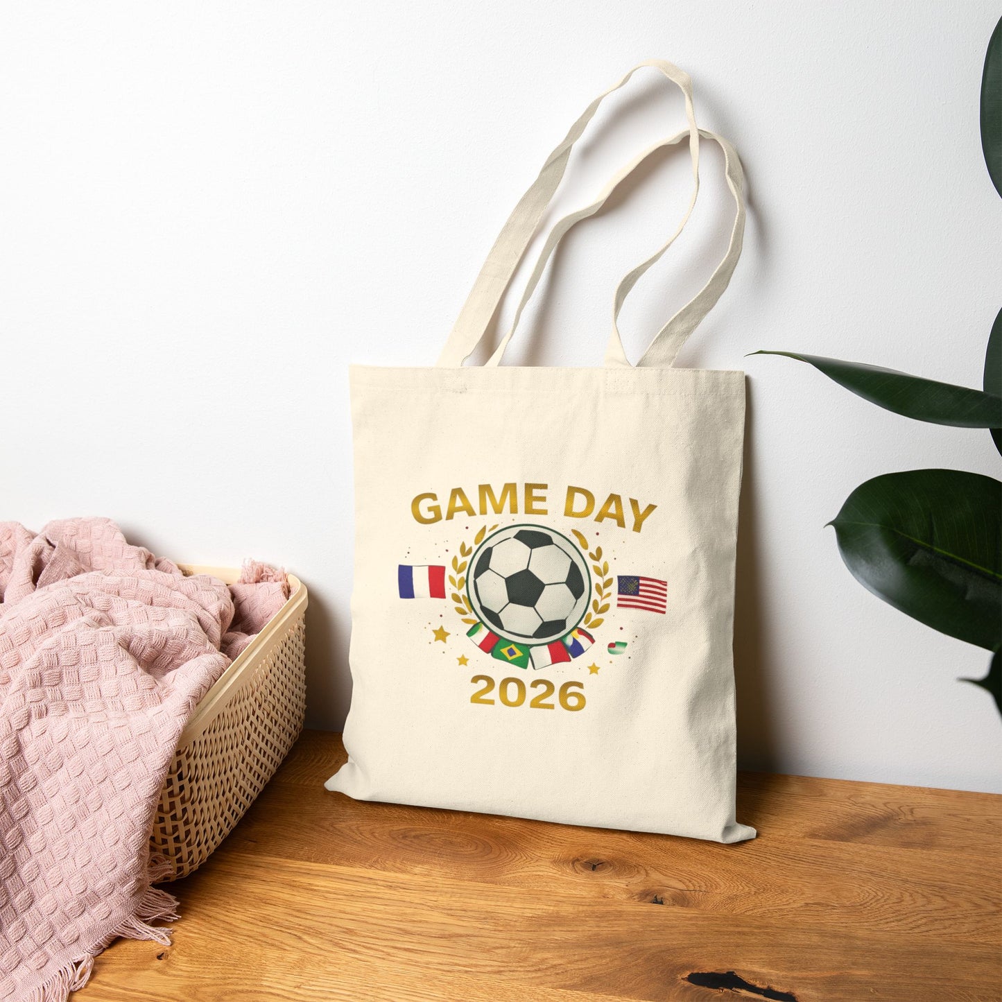 Soccer Game Day Tote Bag 2026 – World Cup Fan Cotton Canvas Tote