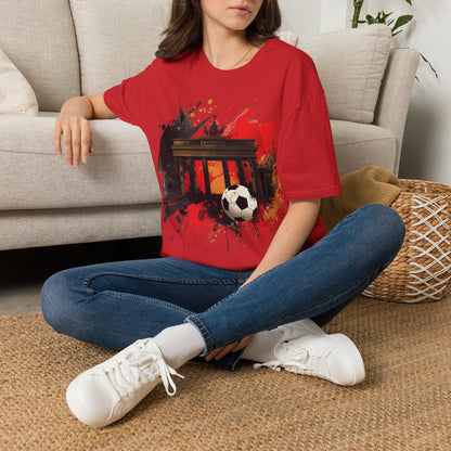 Germany Flag Football Triumph T-shirt Brandenburg Gate Splatter Art Tee