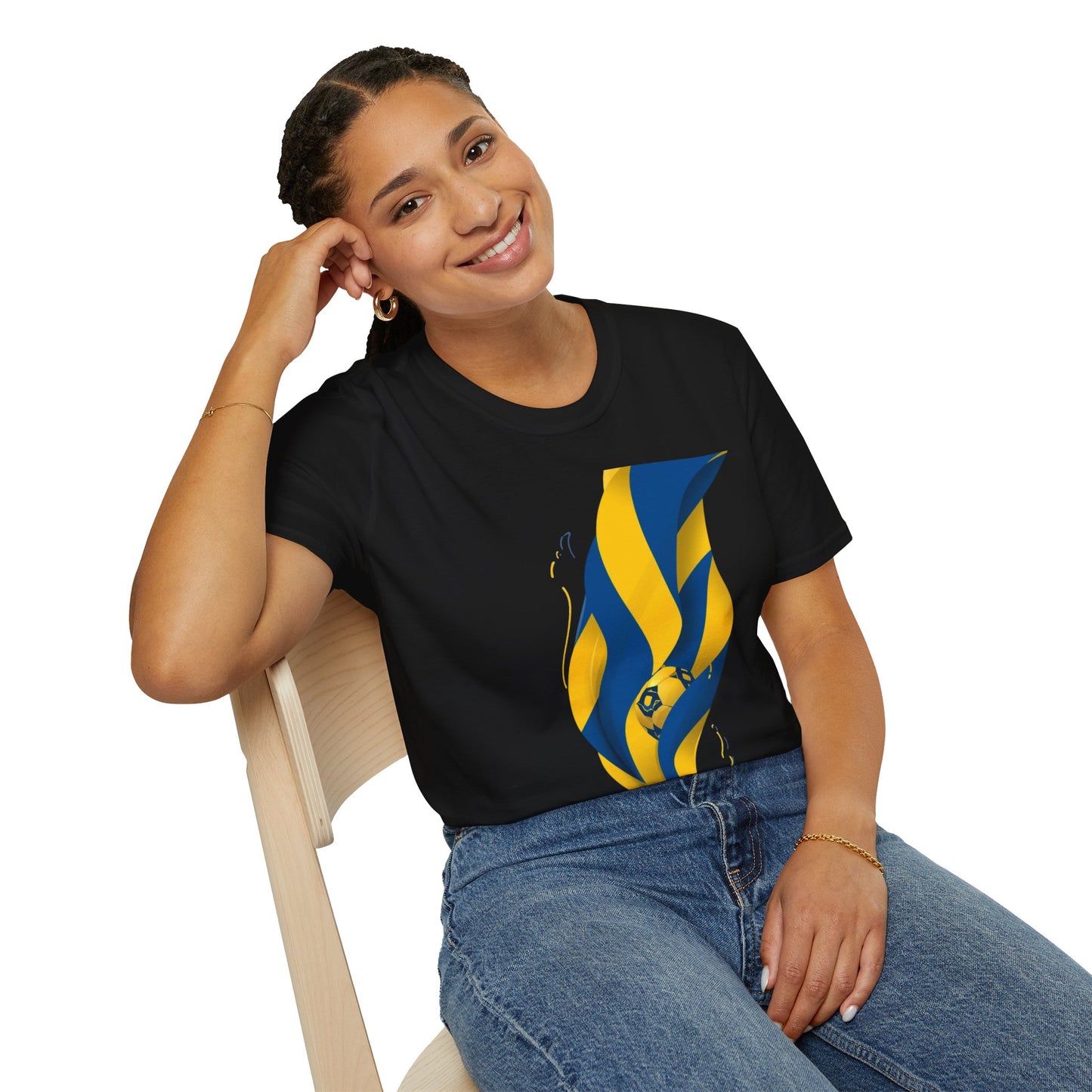 Sweden Football Flag T‑Shirt Abstract Minimalist Blue & Yellow Graphic Tee