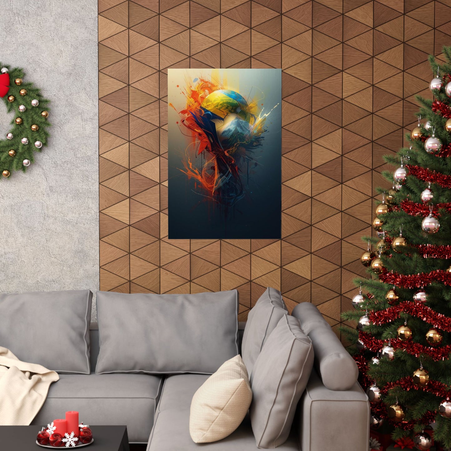 Ecuador Football Spirit Abstract Art Poster — Vibrant Andes & Jungle Print