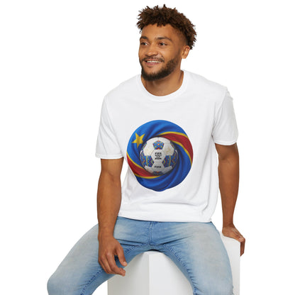 DR Congo Football Flag Circular Graphic T-Shirt Leopards Soccer 2026 Tee