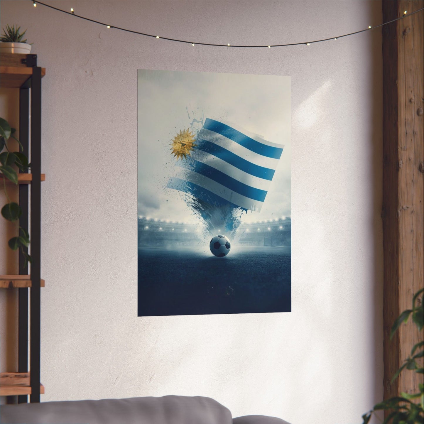 Uruguay Football Poster – Matte Vertical Soccer Art with National Flag