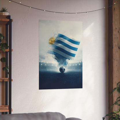 Uruguay Football Poster – Matte Vertical Soccer Art with National Flag