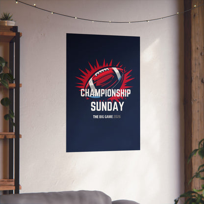 Championship Sunday Football Wall Poster | The Big Game 2026 Matte Sports Art Print for Home & Fan Cave