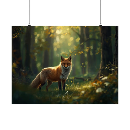 Enchanting Forest Fox Poster | Matte Woodland Animal Wall Decor