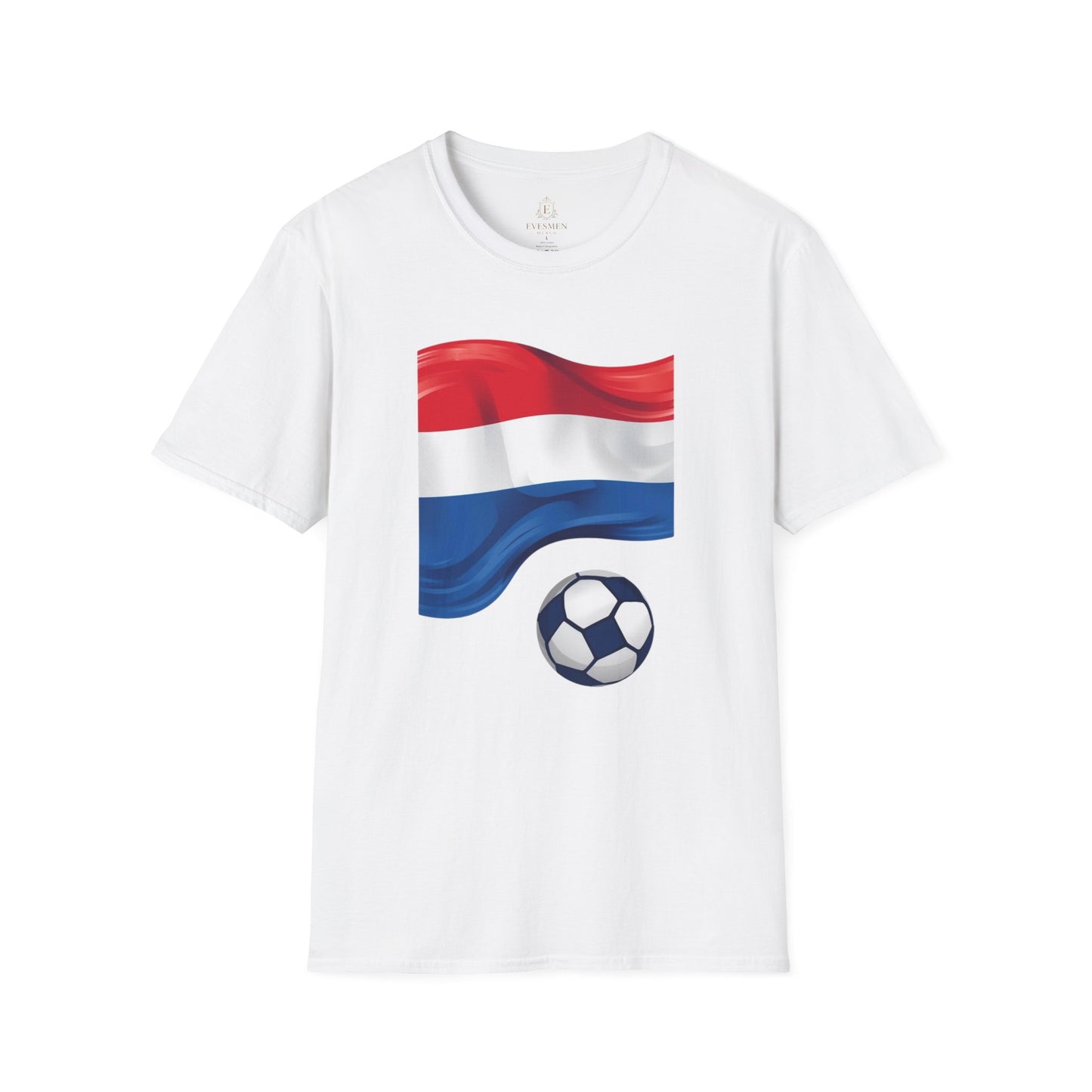 Netherlands Waving Flag Soccer Tee Clean Minimalist Oranje Football Fan T-Shirt