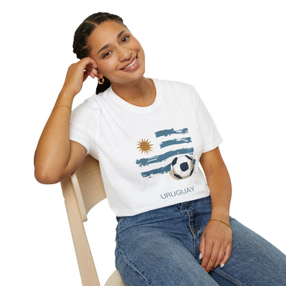 Uruguay Football Flag Graphic T-Shirt La Celeste Soccer Brushstroke Tee