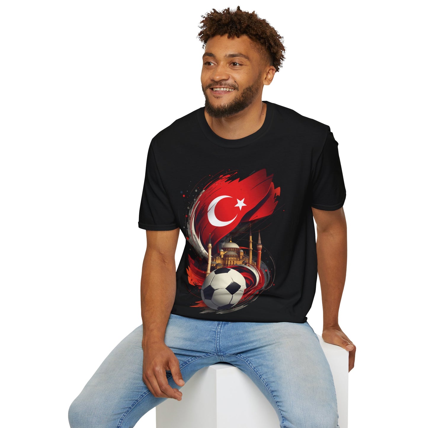 Turkey Soccer T-Shirt — Turkish Flag, Mosque & Football Design Tee