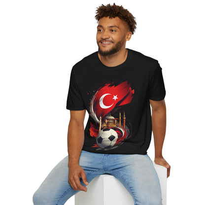 Turkey Soccer T-Shirt — Turkish Flag, Mosque & Football Design Tee