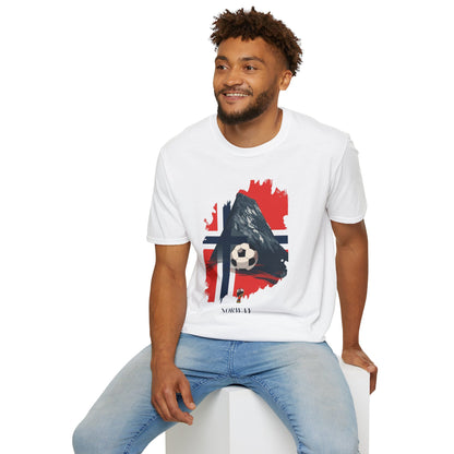 Norway Football Flag Mountain Graphic T-Shirt Majestic Nordic Soccer Streetwear