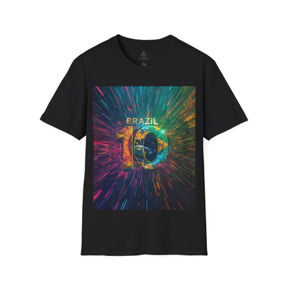 Brazil 10 Soccer Match Day T‑Shirt — Colorful Galaxy Design Tee