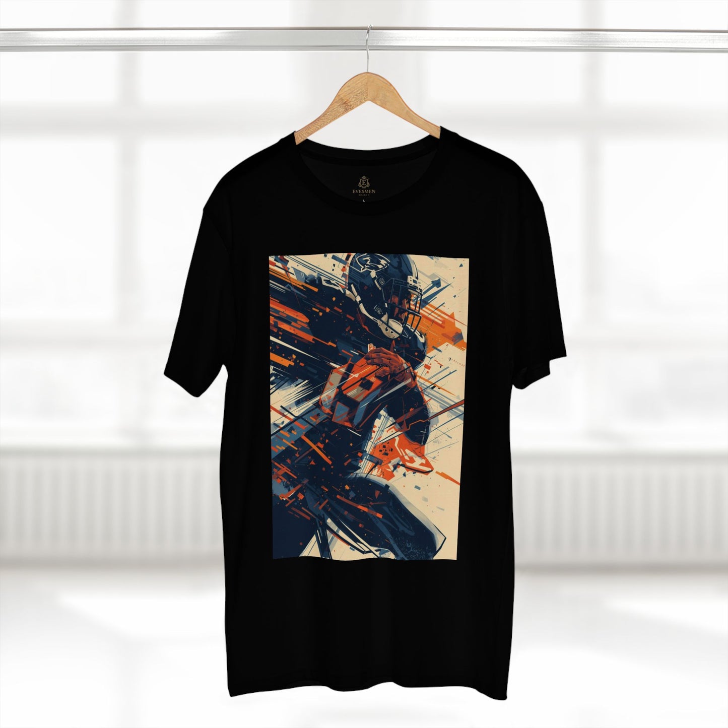 Football Player Action T-Shirt Dynamic Grunge Helmet Design