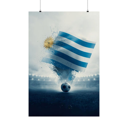 Uruguay Football Poster – Matte Vertical Soccer Art with National Flag