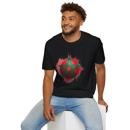 Morocco Football Flag Graphic T-Shirt – Moroccan Star Soccer Ball Design Tee