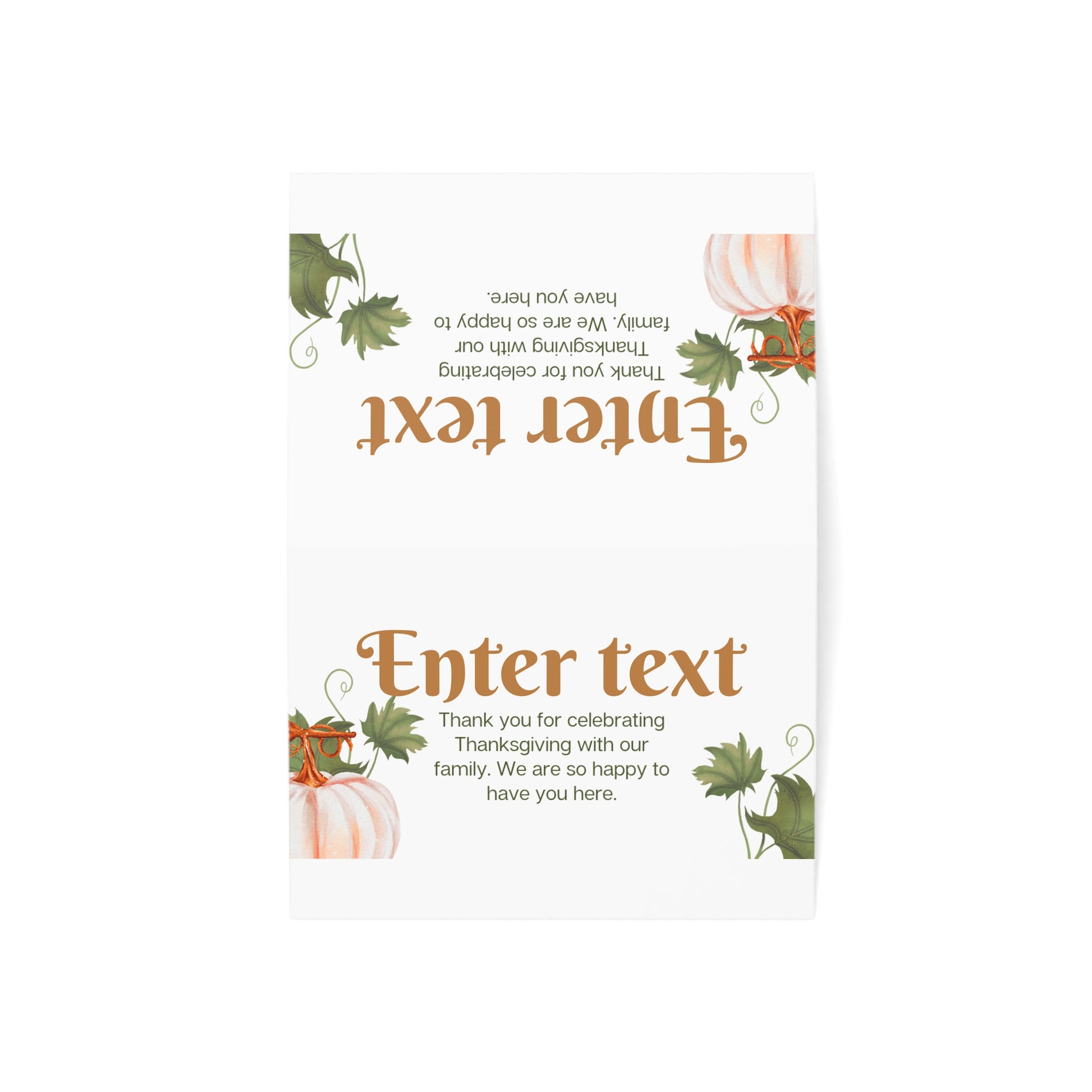 Thanksgiving invitation card with pumpkins and text space on a white background