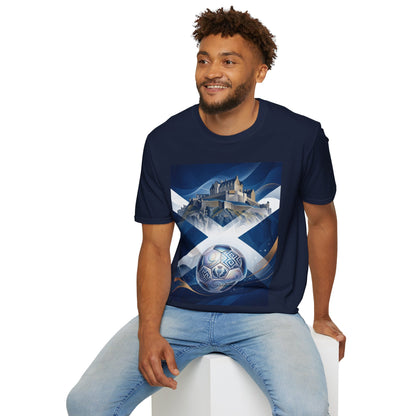 Scotland Soccer Crest T-Shirt — Saltire, Castle & Football Graphic Tee