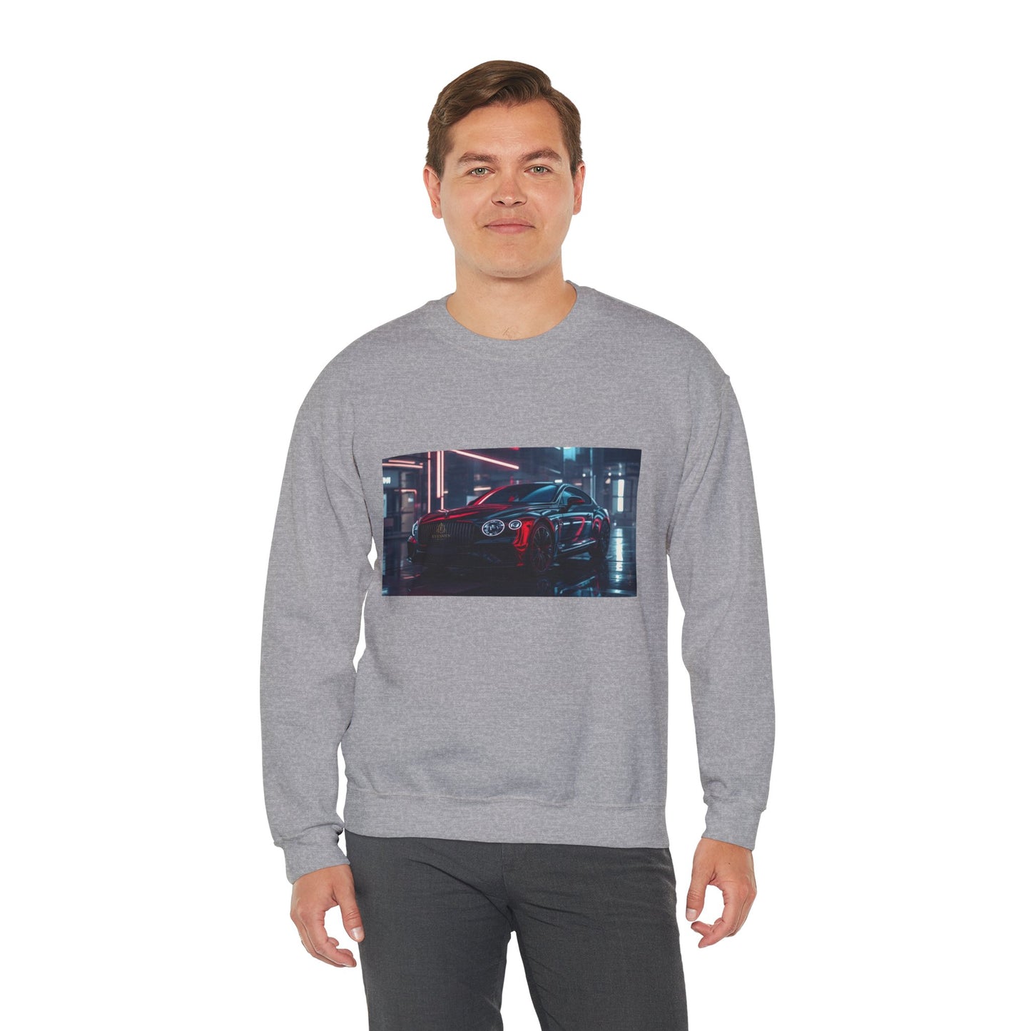 Racing Night Crewneck Sweatshirt – Neon Cyberpunk Sports Car Graphic