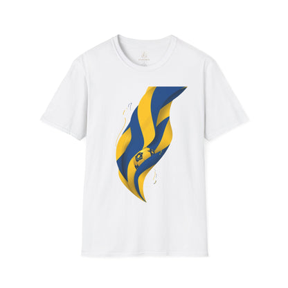 Sweden Football Flag T‑Shirt Abstract Minimalist Blue & Yellow Graphic Tee