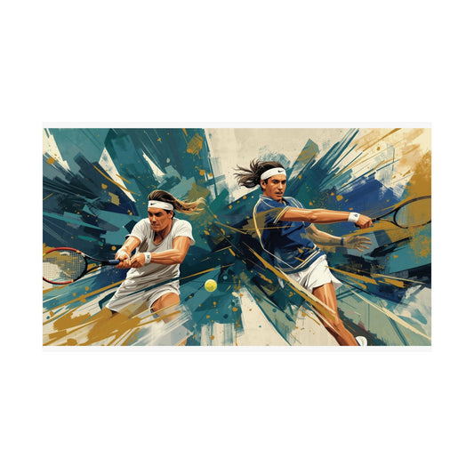 Dynamic Tennis Duo Wall Poster — Tennis Player Art Print