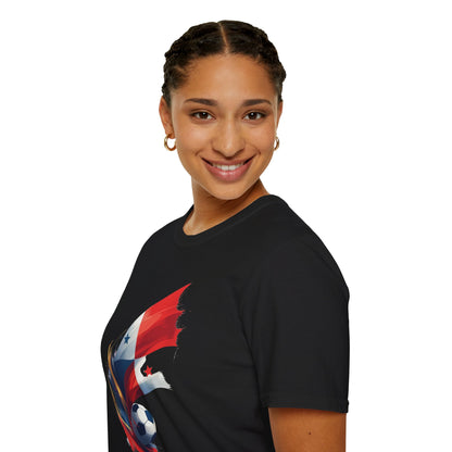 Panama Football Flag Splash T-Shirt Dynamic Los Canaleros Soccer Tee
