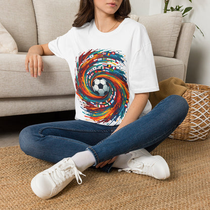 Soccer World Flags T-Shirt — Vibrant International Football Swirl