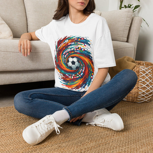 Soccer World Flags T-Shirt — Vibrant International Football Swirl