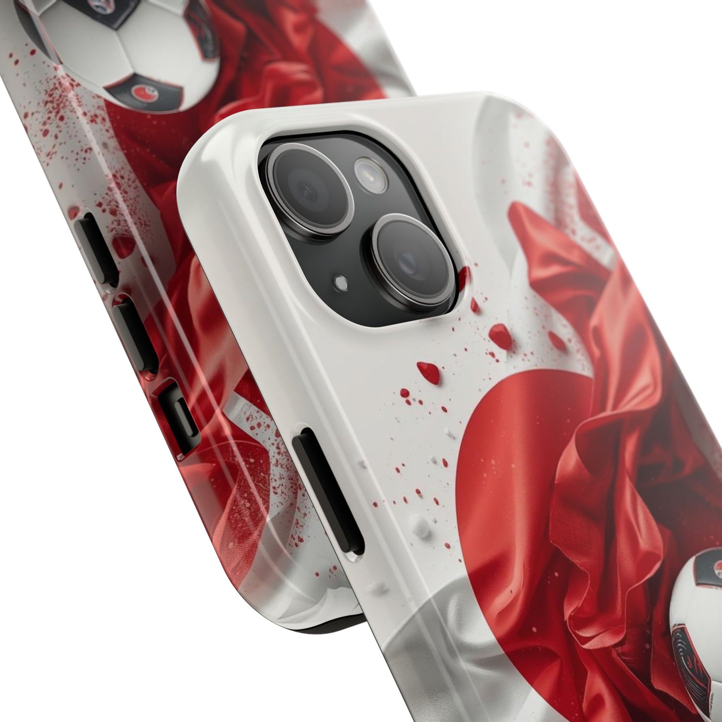 Red Satin Japan Flag Soccer Ball Design Phone Protective Case