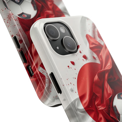 Red Satin Japan Flag Soccer Ball Design Phone Protective Case