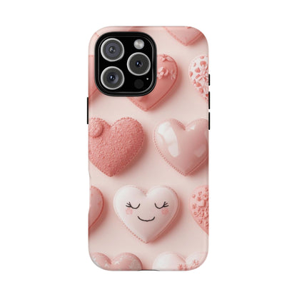 Phone Case — Pink 3D Hearts Cute Valentine Protective Cover