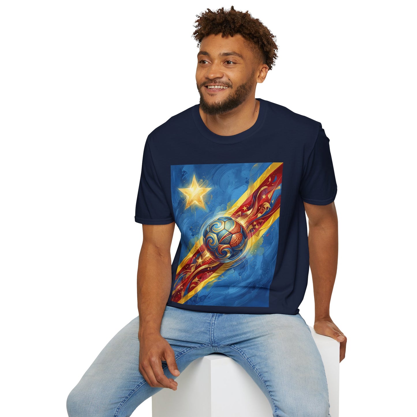 DR Congo Football Flag Graphic T-Shirt Dynamic Leopards Soccer Design Tee