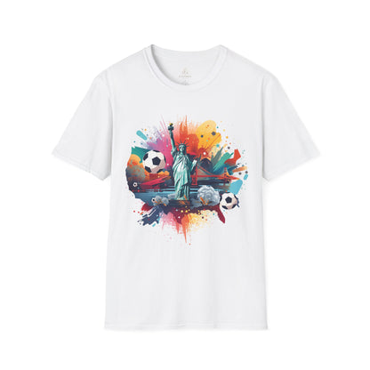 Statue of Liberty Soccer Splash Match Day T-Shirt — NYC Football Fan Tee