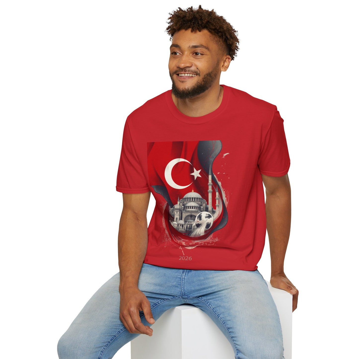Türkiye Football T-Shirt Turkish Flag & Istanbul Mosque Design Tee