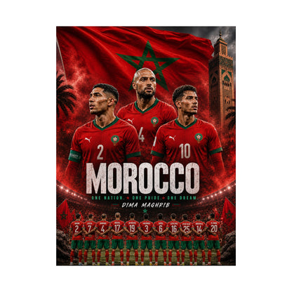 Morocco Soccer Atlas Lions Commemorative Wall Art Poster