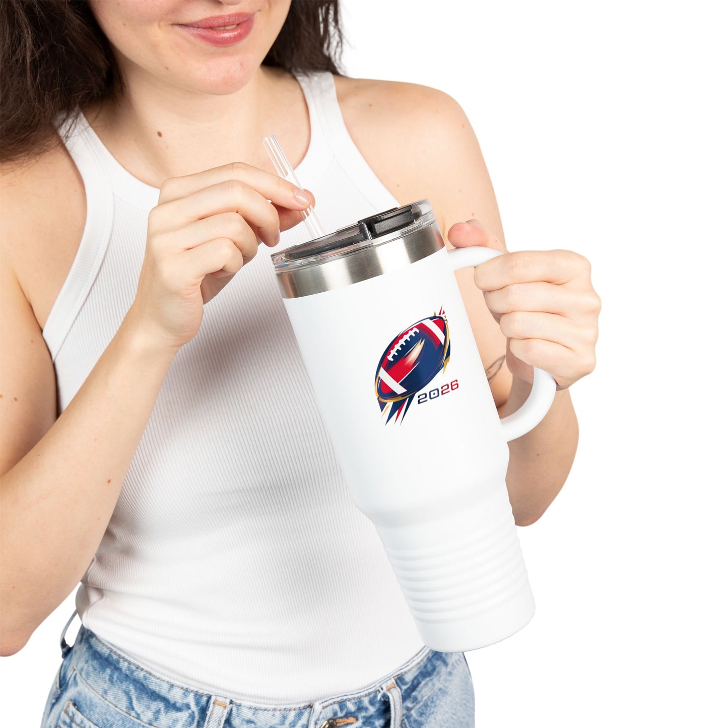 Insulated Travel Mug — 2026 Football Big Game White Tumbler