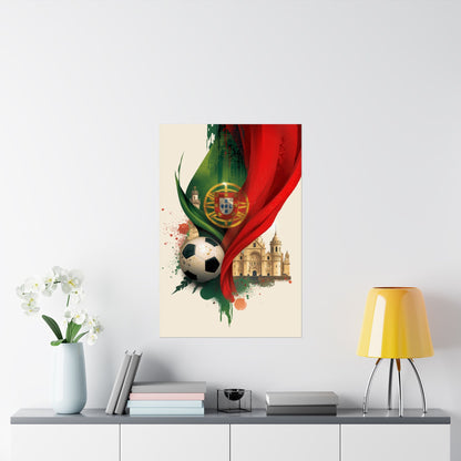 Portugal Football Poster — Matte Vertical Belém Tower & Jerónimos Monastery Art