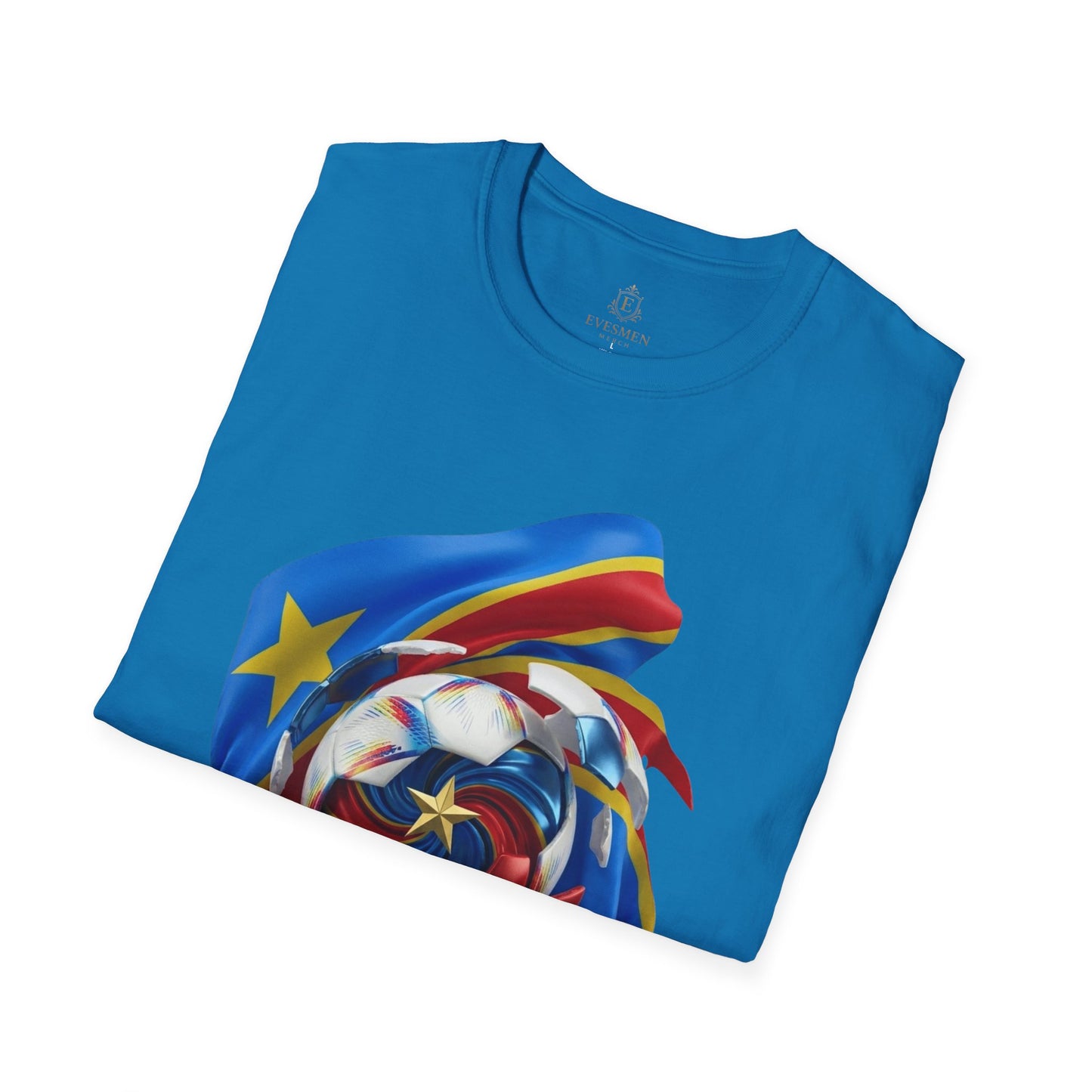 DR Congo Football Flag Exploding Ball T-Shirt Leopards Soccer Graphic Tee