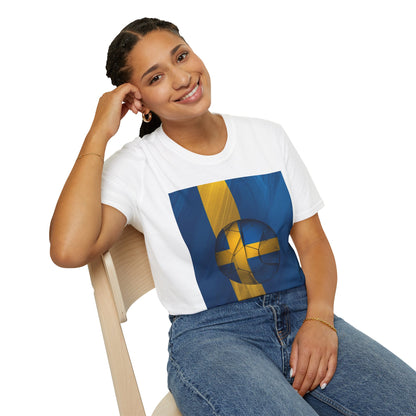Sweden Football Flag Graphic T-Shirt Modern Blågult Soccer Design Tee