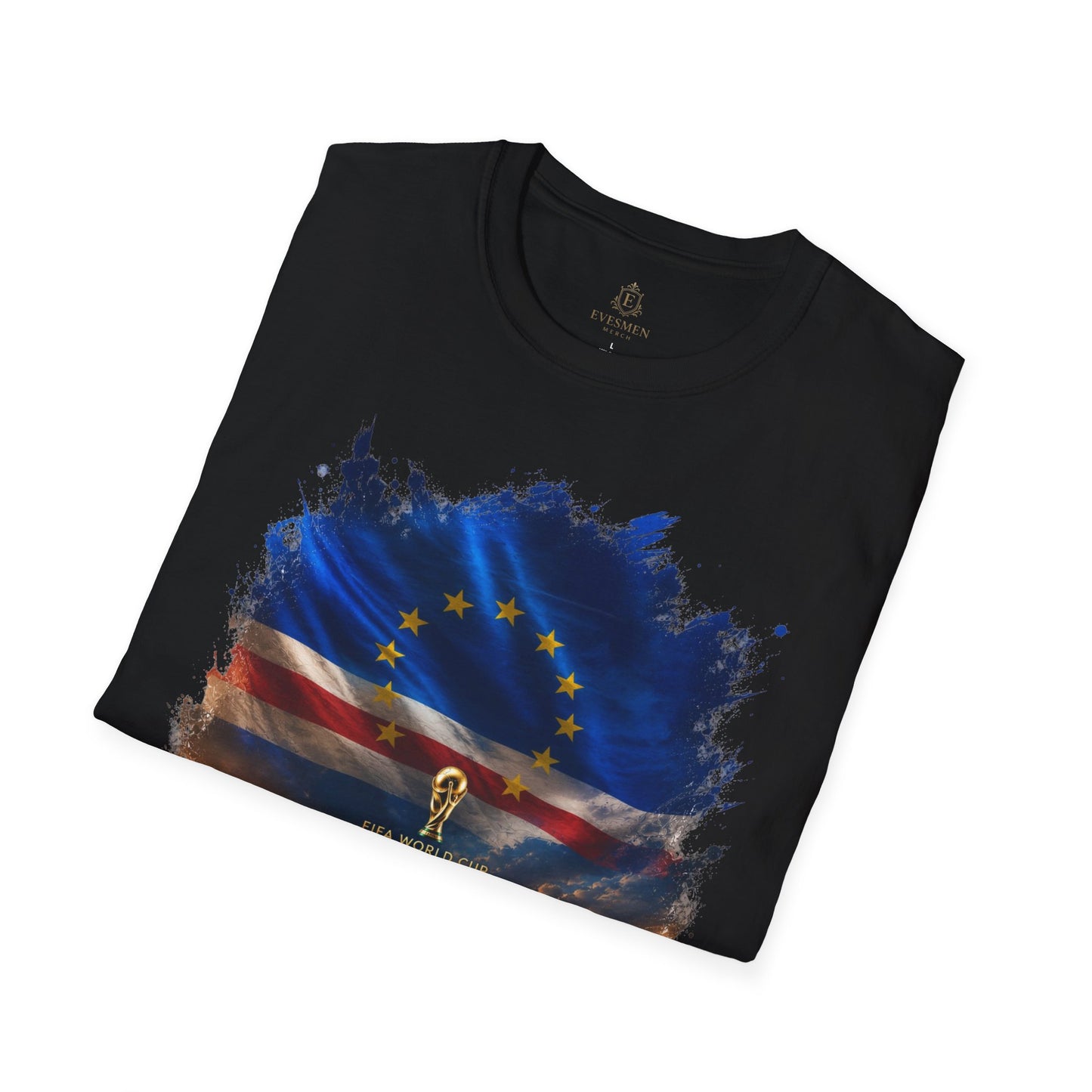 Cape Verde Football Flag Beach Graphic T-Shirt Blue Sharks Soccer Tee