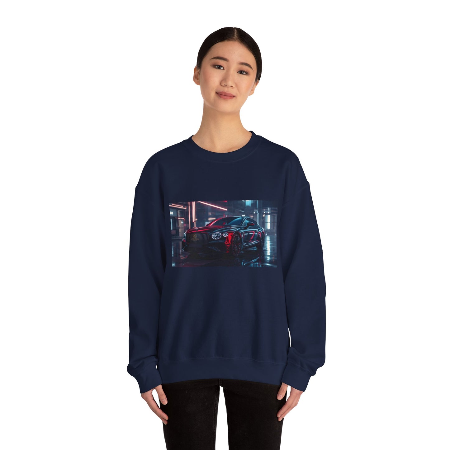 Racing Night Crewneck Sweatshirt – Neon Cyberpunk Sports Car Graphic