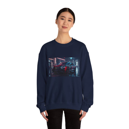 Racing Night Crewneck Sweatshirt – Neon Cyberpunk Sports Car Graphic