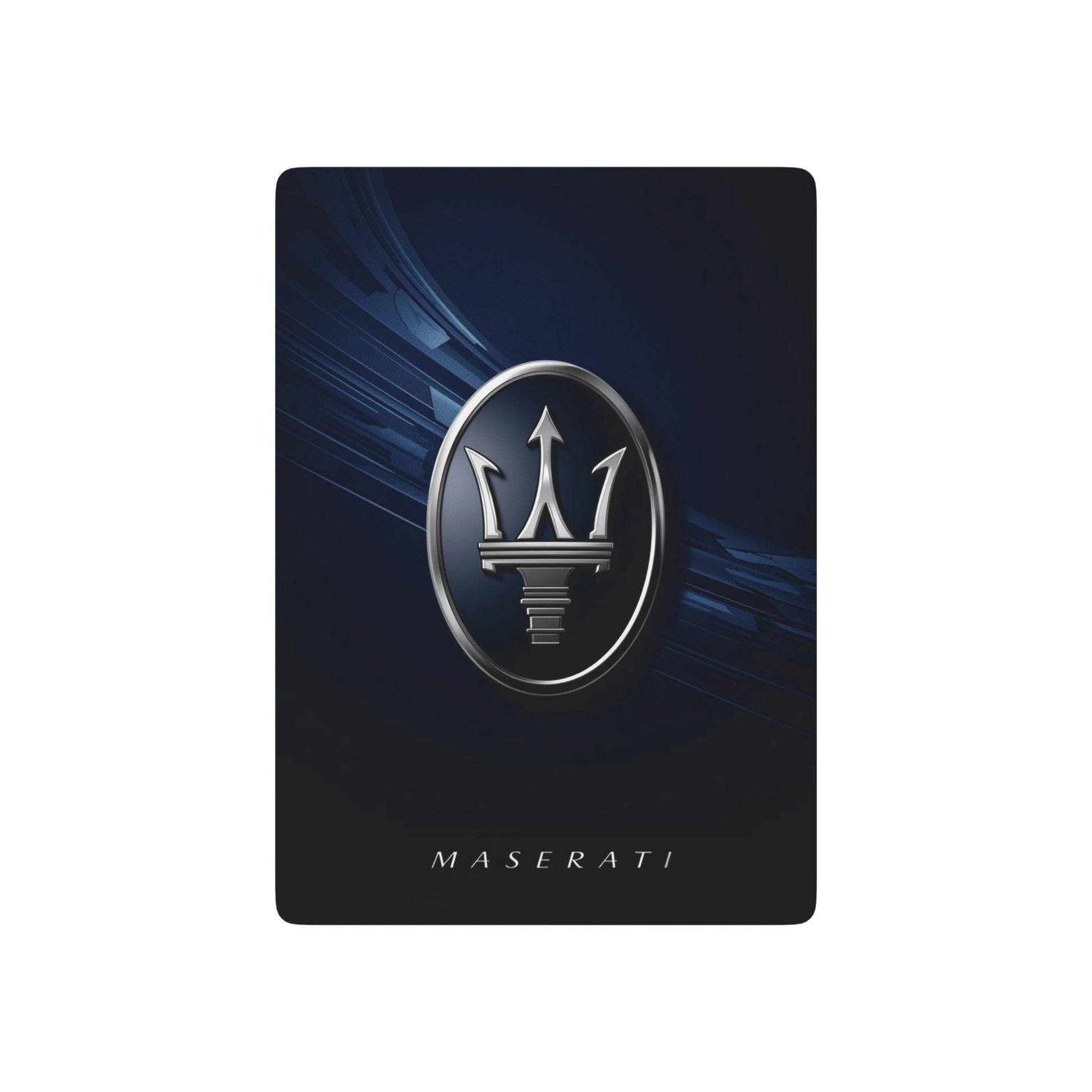 Maserati logo on a dark blue background
