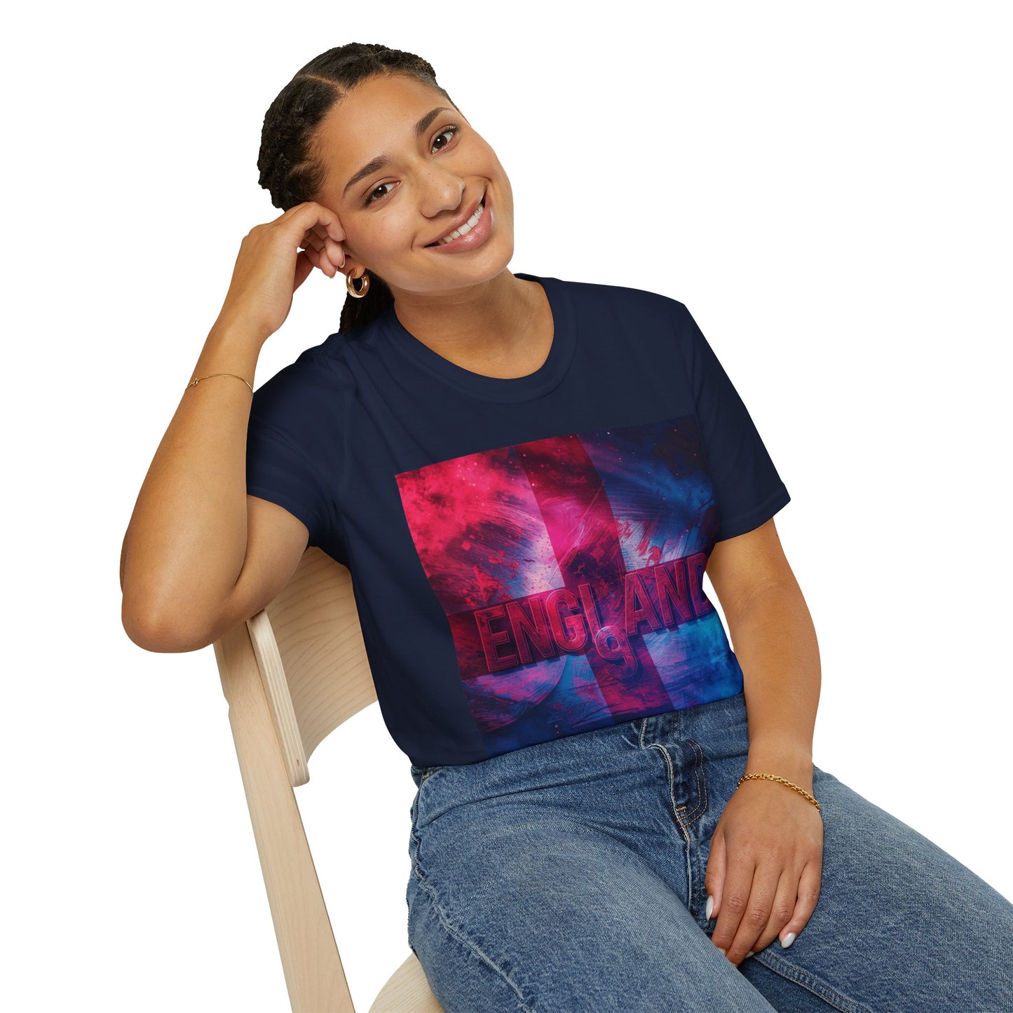 England Flag Soccer Match Day T-Shirt Smoke Graphic Tess