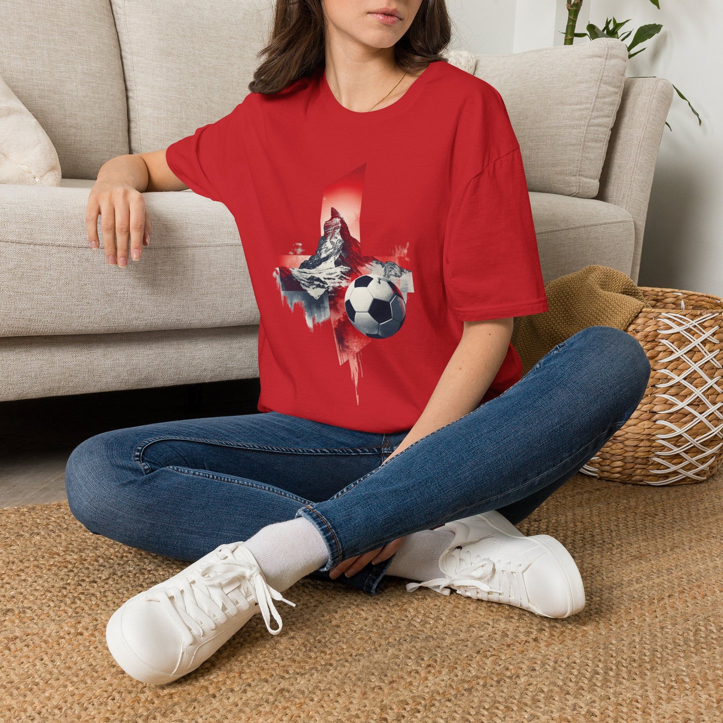 Soccer Switzerland Flag T-Shirt — Alpine Wolf & Football Graphic Tee